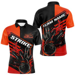 Blisscorners Custom Red Orange Flame Strike Bowling Polo Shirts For Men, Fire Bowling League Shirt MT1006