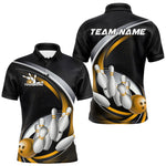 Blisscorners Custom Black Yellow Bowling Team Jerseys, Bowler Uniform Bowling Polo Shirts For Men