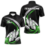 Blisscorners Custom Black Green Bowling Team Jerseys, Bowler Uniform Bowling Polo Shirts For Men