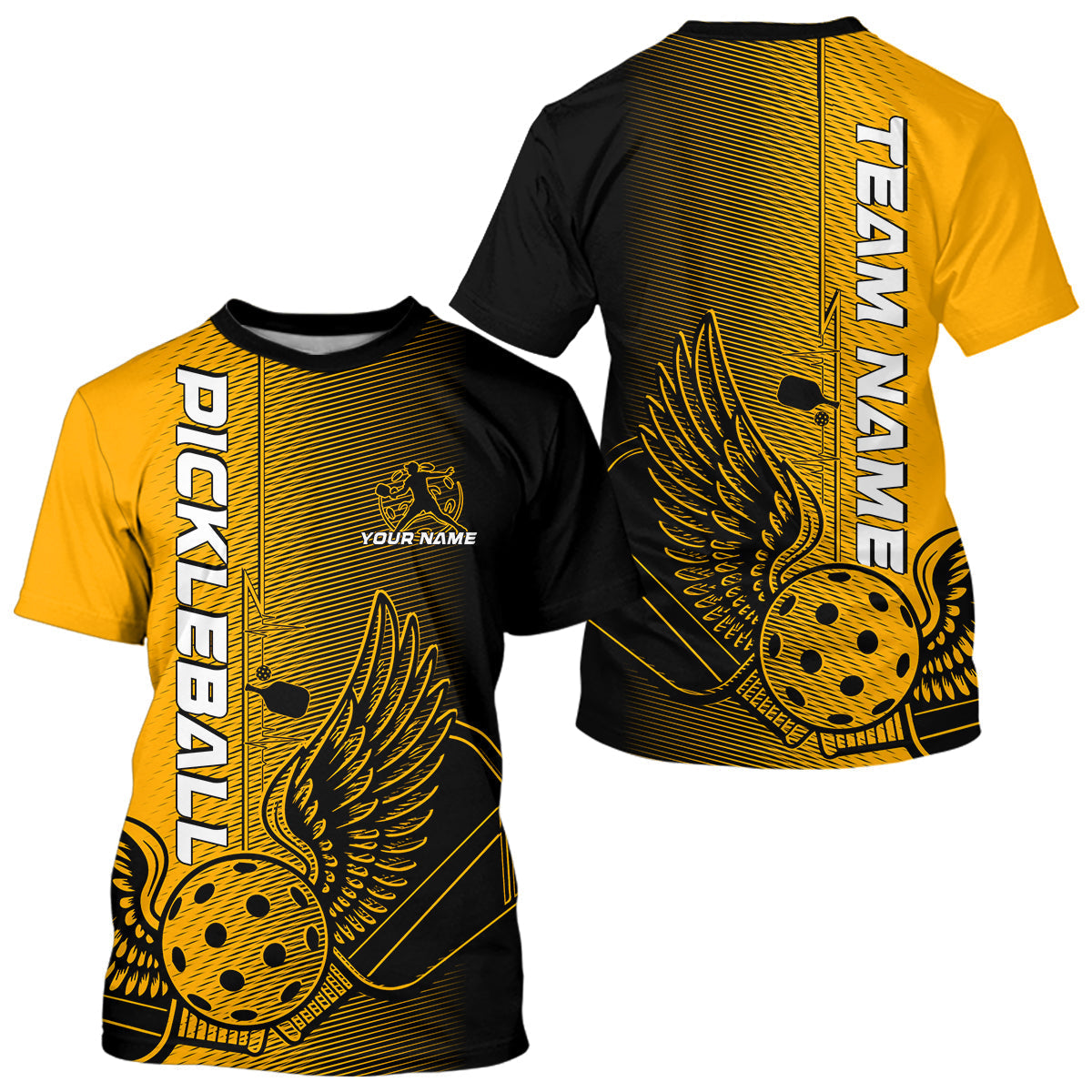 Blisscorners Custom Yellow Pickleball Wings Jerseys Outdoor Pickleball Polo Team Shirts For Men LM2206