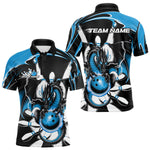 Blisscorners Custom Black And Blue Dragon Bowling Men Polo Shirts, Dragon Bowling Team Jerseys