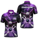Blisscorners Custom Purple Thunder Lightning Eagle Bowling Polo Shirts For Men, Eagle Bowling Jerseys MT2306