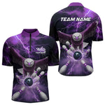 Blisscorners Custom Purple Thunder Lightning Eagle Bowling Polo Shirts For Men, Eagle Bowling Jerseys MT2306
