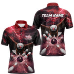 Blisscorners Custom Red Thunder Lightning Eagle Bowling Polo Shirts For Men, Eagle Bowling Jerseys MT2306