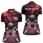 Blisscorners Custom Red Thunder Lightning Eagle Bowling Polo Shirts For Men, Eagle Bowling Jerseys MT2306