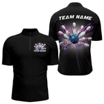 Blisscorners Custom Blue And Purple Bowling Team Polo Shirts For Men, Bowling League Shirt MT2306