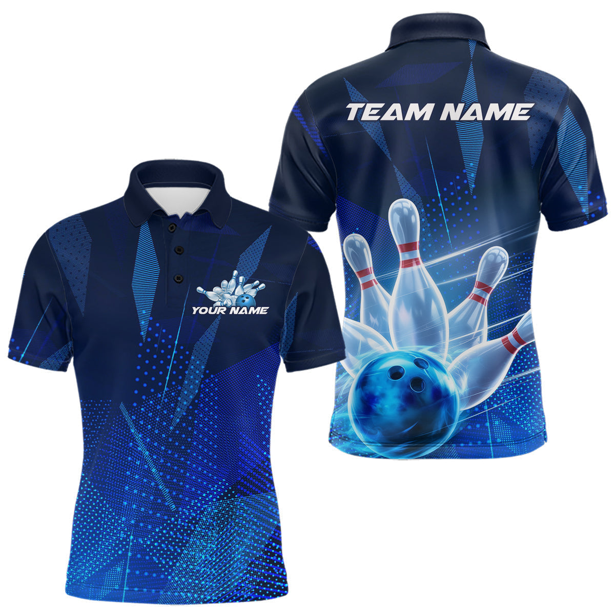 Blisscorners Custom Black And Blue Bowling Jerseys, Men Bowling Polo Shirt Team Uniform LM3006