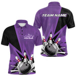 Blisscorners Custom Purple Bowling Jerseys, Bowling Team Men Polo Shirts Bowling League Shirt LM3006