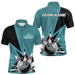 Blisscorners Custom Blue Bowling Jerseys, Bowling Team Men Polo Shirts Bowling League Shirt LM3006