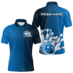 Maxxcorners Custom Blue Flame Bowling Polo Shirts For Men, Bowling Tournament Team Shirt MT0307