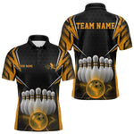 Blisscorners Custom Black And Yellow Bowling Team Jerseys, Bowler Uniform Bowling Polo Shirts For Men