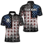 Blisscorners Custom Patriotic US Flag Bowling Men Polo Team Shirts, American Bowling League Shirt MT1706