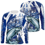 Blisscorners Custom Blue Camo Chinook King Salmon Saltwater Fishing Long Sleeve Performance Fishing Shirts LM0607