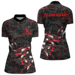 Blisscorners Custom Black And Red Camo Bowling Team Polo Shirts For Men, Bowling League Shirt MT2306