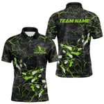 Blisscorners Custom Black And Green Camo Bowling Team Polo Shirts For Men, Bowling League Shirt MT2306