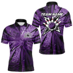 Blisscorners Custom Black And Purple Camouflage Bowling Team Polo Shirts For Men, Bowling League ShirtLM3006