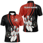 Blisscorners Funny Bowling ball and pins Black and Red Bowling Team Shirts For Men Custom Retro Bowling Jerseys LM0607