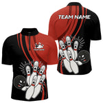 Blisscorners Funny Bowling ball and pins Black and Red Bowling Team Shirts For Men Custom Retro Bowling Jerseys LM0607