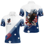 Blisscorners Red, White and Blue American Flag Eagle Custom Men golf polo shirt, patriotic golf outfit for men LM2206