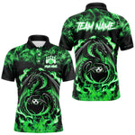 Blisscorners Black and Green Flame Dragon bowling shirts for Men Custom Bowling Team Jersey, gift for Bowler MT1007