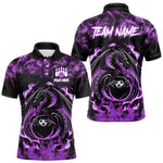 Blisscorners Black and Purple Flame Dragon bowling shirts for Men Custom Bowling Team Jersey, gift for Bowler MT1007