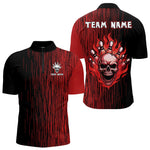 Blisscorners Black and Red pattern Flame Skull Bowling shirts for Men custom bowling jersey for team mens bowler LM1307