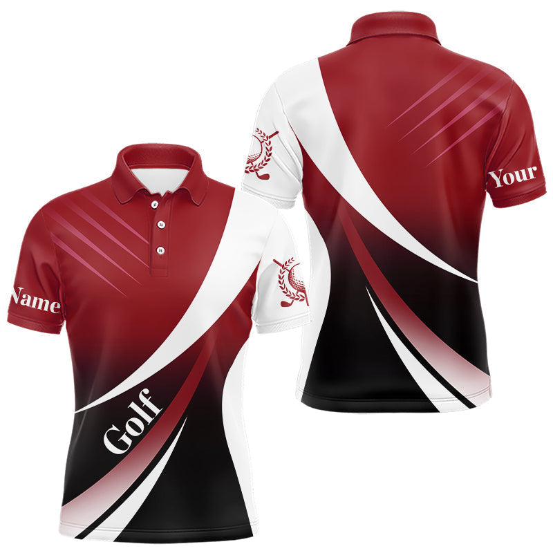 Blisscorners Mens golf polo shirts custom name red and white golf shirt, tournament golf tops for mens LM1307