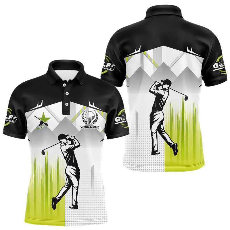 Blisscorners Black and White Men golf polo shirts Custom Golf top for men, personalized golf gifts | Green LM2206