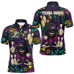 Blisscorners Funny Bowling shirts for Men custom purple graffiti pattern bowling team jerseys, gift for bowlers LM1307
