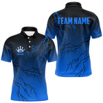 Blisscorners Black and Blue gradient Lightning thunder storm Bowling shirts for Men Custom Bowling Team Jerseys MT2306