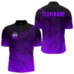 Blisscorners Black and Purple gradient Lightning thunder storm Bowling shirts for Men Custom Bowling Team Jerseys MT2306