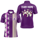 Blisscorners Retro Purple argyle pattern Bowling shirts For Men custom bowling team jerseys Bowler Outfits MT707