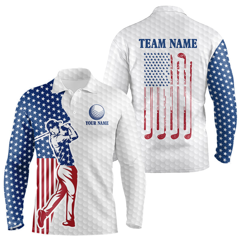 Blisscorners Red, White and Blue American Flag Golf polo shirts For Men Custom patriotic mens golf top