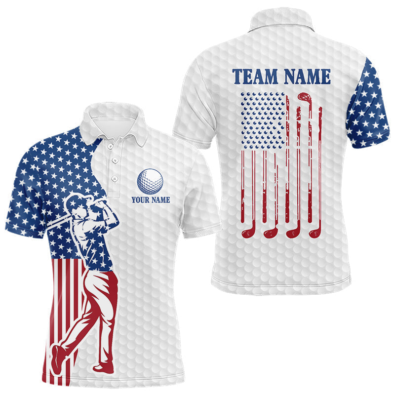 Blisscorners Red, White and Blue American Flag Golf polo shirts For Men Custom patriotic mens golf top