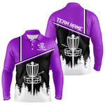 Blisscorners Black, White and Purple Disc Golf basket Mens Disc golf polo shirts Custom team disc golf jerseys