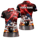 Blisscorners Red Lightning thunder storm American Flag Bowling Shirts For Men Custom Bowling Team League Jerseys LM2007