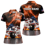 Blisscorners Orange Lightning thunder storm American Flag Bowling Shirt For Men Custom Bowling Team League Jerseys LM2007