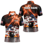 Blisscorners Orange Lightning thunder storm American Flag Bowling Shirt For Men Custom Bowling Team League Jerseys LM2007