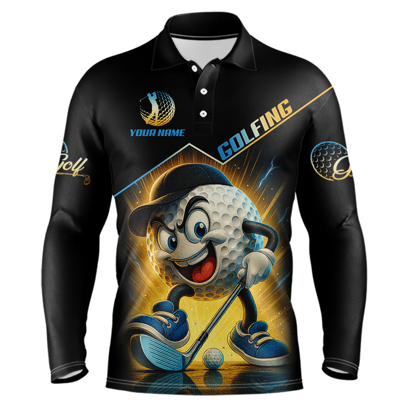 Blisscorners Funny Golf Ball Mens golf polo shirts custom name black golf shirt, best team golf shirts LM2007