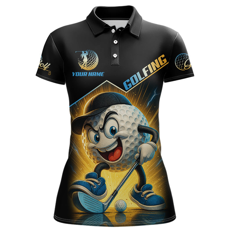 Blisscorners Funny Golf Ball Mens golf polo shirts custom name black golf shirt, best team golf shirts LM2007