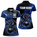 Blisscorners Personalized Black And Blue Thunder Lightning Dragon Bowling Shirts For Men, Bowling Team Uniform LM2007
