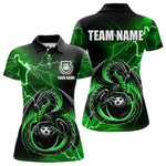 Blisscorners Personalized Black And Green Thunder Lightning Dragon Bowling Shirts For Men, Bowling Team Uniform LM2007