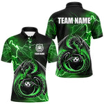 Blisscorners Personalized Black And Green Thunder Lightning Dragon Bowling Shirts For Men, Bowling Team Uniform LM2007