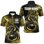 Blisscorners Personalized Black And Yellow Thunder Lightning Dragon Bowling Shirts For Men, Bowling Team Uniform LM2007