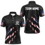 Blisscorners Personalized American Flag Men golf polo shirts, Custom Patriotic Golf Team Shirts For men | Black LM3006