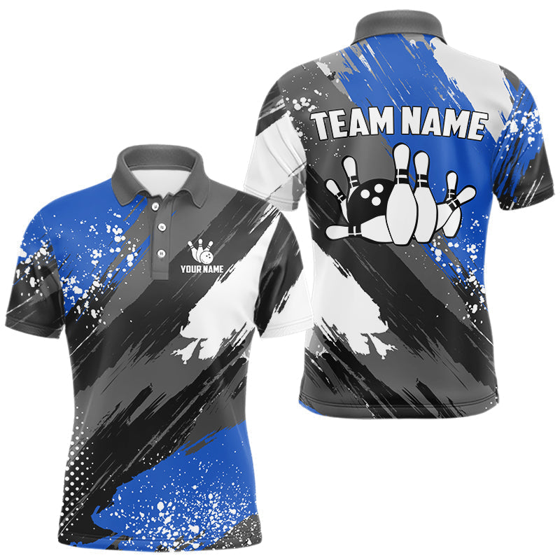 Blisscorners Blue Grunge pattern Bowling Team Shirt For Men Custom Bowling jersey Uniform Bowler Outfits