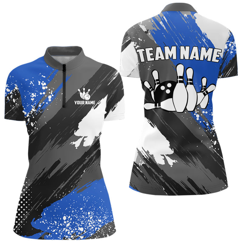 Blisscorners Blue Grunge pattern Bowling Team Shirt For Men Custom Bowling jersey Uniform Bowler Outfits
