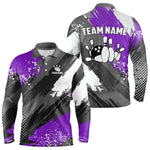 Blisscorners Purple Grunge pattern Bowling Team Shirt For Men Custom Bowling jersey Uniform Bowler OutfitsMT0306
