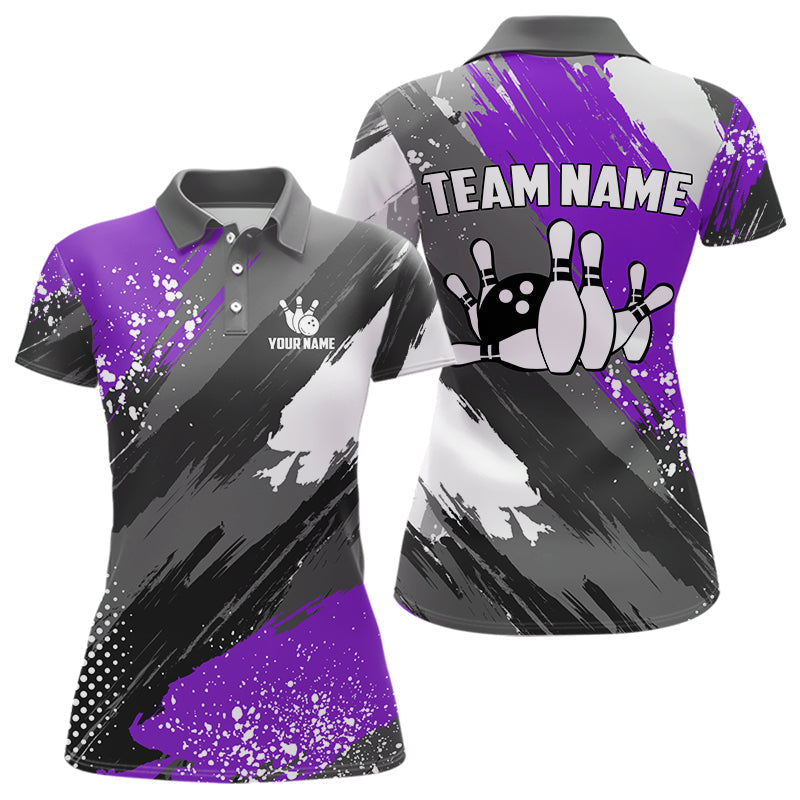 Blisscorners Purple Grunge pattern Bowling Team Shirt For Men Custom Bowling jersey Uniform Bowler OutfitsMT0306