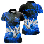 Blisscorners Black And Blue Flame Custom Bowling Shirts For Men, Flame Bowling League Shirts Outfits